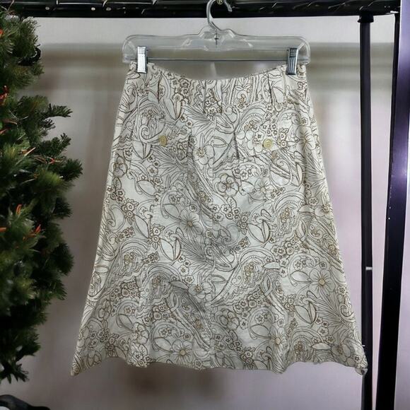 Eddie Bauer Women's 4 Cotton Linen Blend A Line Floral Y2K mini Skirt - Picture 2 of 6